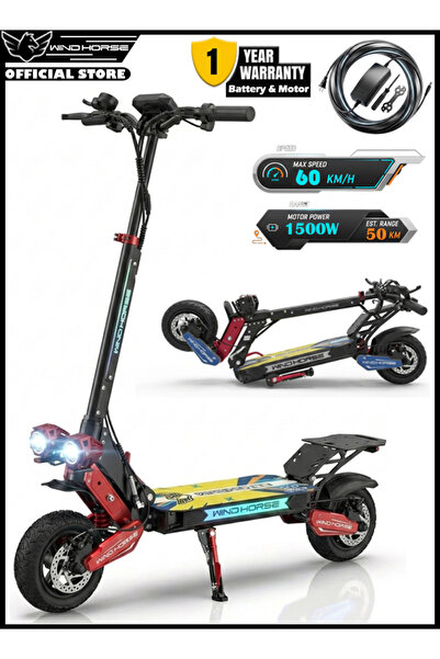 Wind Horse H7 Folding Electric Scooter 1500W Powerful Motor, 48V 13Ah Battery...