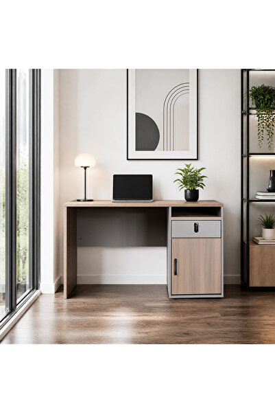 Rahaty Store Wooden desk with modern cabinet 120 cm