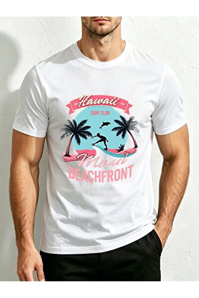 23 nisan Retro Style, Men'S T-Shirt, Hawaii Maui Beachfront surf Club, Summer...