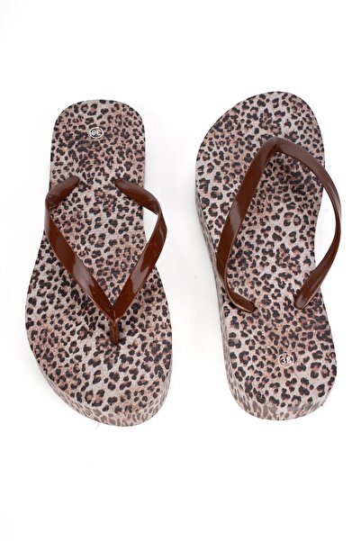 OZYO Mandela Leopard Print High Heel Flip Flops