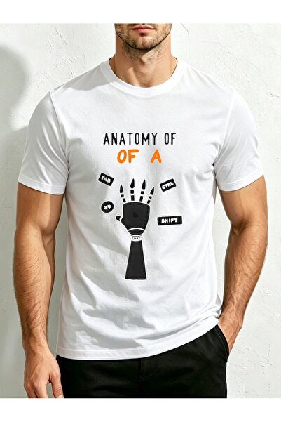 1001 Line Casual, Men's T-Shirt, Anatomy Of A Robot Hand Graphic, Summer, Gif...