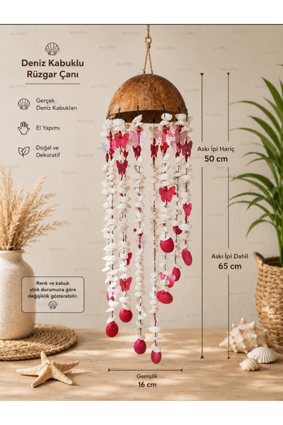 WoodBay Hindistan Cevizi Coconut Deniz Kabuklu Rüzgar Çanı El Yapımı Dekorati...