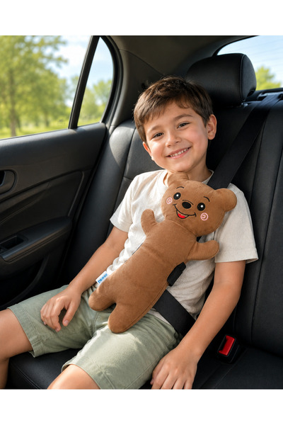 Moki Brownie Yol Arkadaşım Peluş Emniyet Kemeri Yastığı Kahverengi Ayıcık Yol...