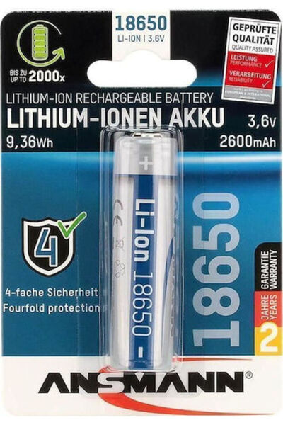 ANSMANN Επαναφορτιζόμενη Μπαταρία 18650 Li-ion 2600mAh 3.6V 1 τεμάχιο