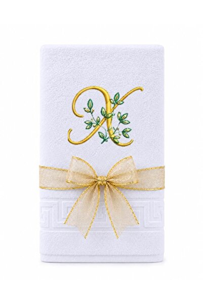 Ingift Prosop Brodat Personalizat cu Initiala X, 100% Bumbac, 50 x 90 cm, 500...