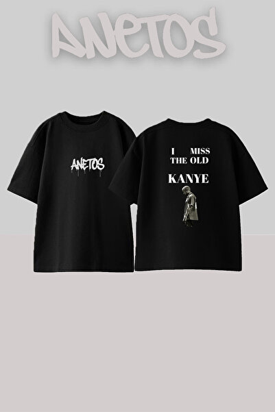Anetos Kanye West_60 Design Printed Unisex Oversize Black Tshirt