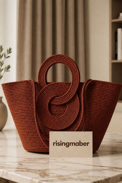 risingmaber Kiremit El Yapımı Kadın Çantası Tres Halat İpli Günlük Çanta ve K...