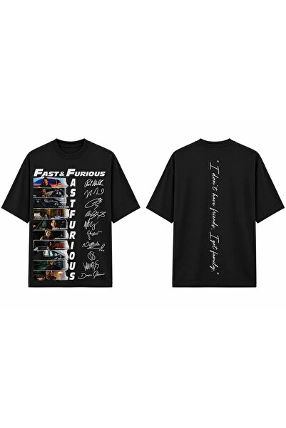 TOMRİS TASARIM Fast & Furious Oyuncu İmzalı Oversize T-Shirt