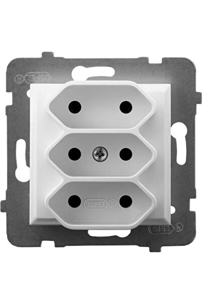 OSPEL Priză electrică triplă Aria, cu trei pereți, albă