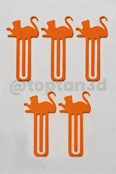 Toptan3D (Pack of 5) Orange Cat Bookmark, Cute Cat Figure Bookmark, Gift for ...