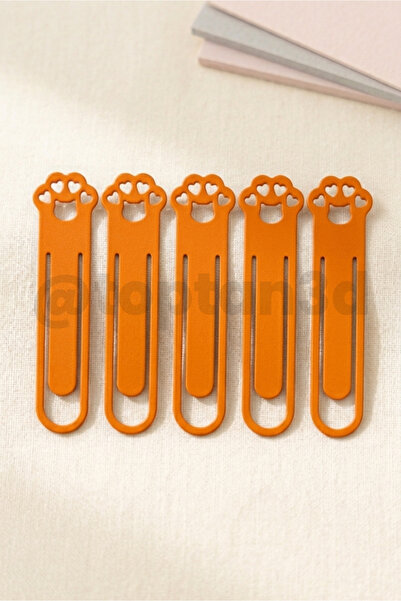 Toptan3D (Pack of 5) Orange Paw Bookmark, Cute Cat Paw Shaped Bookmark, Gift ...