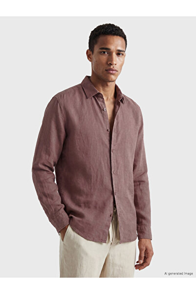LC Waikiki Ανδρικό πουκάμισο NEVAVM Regular Fit 100% λινό με διαφορά στην υφή