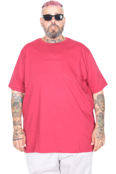ModeXL Mode XL Large Size T-Shirt Bıs Some How 26121 Bordo