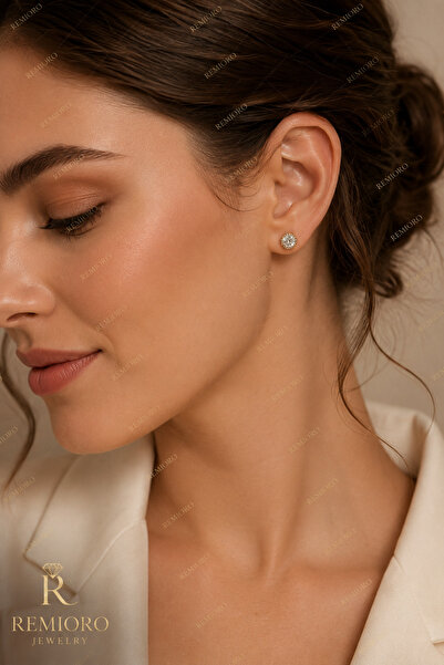 REMIORO Cercei dama tip stud placati cu aur 14K, piatra zirconiu stralucitoare, inchidere surub, 3 variante elegante