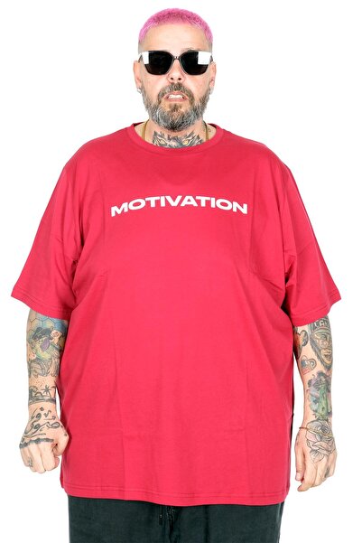 ModeXL تي شيرت Mode XL كبير الحجم ذو ياقة مستديرة Wanted U26113 باللون الأحمر...