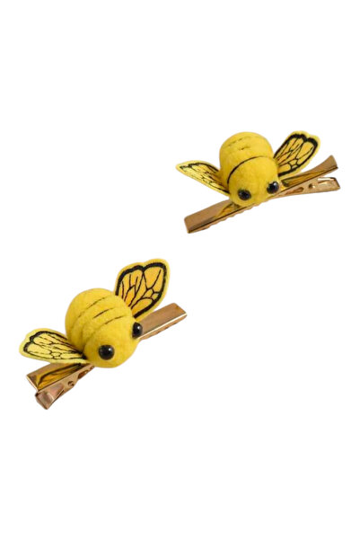 OEM Agrafe de par 5, 5 cm, aurii, cu decor albina, set 2 bucati