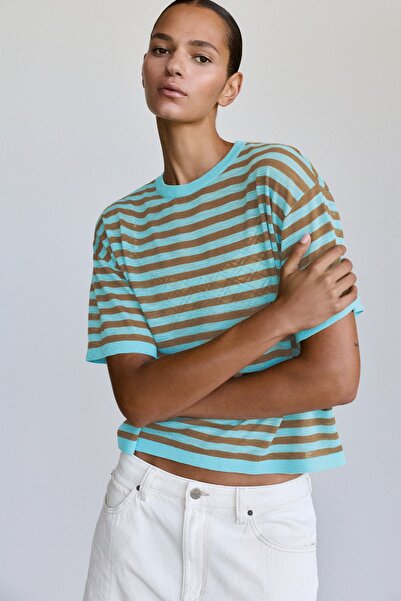 Pull & Bear Çizgili triko tişört