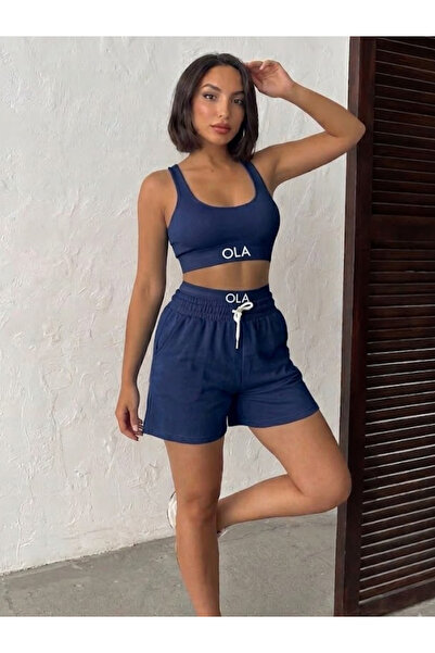 OLA Women's Ribbed Shorts and Bustier Sports Set |   High Waist Shorts Set