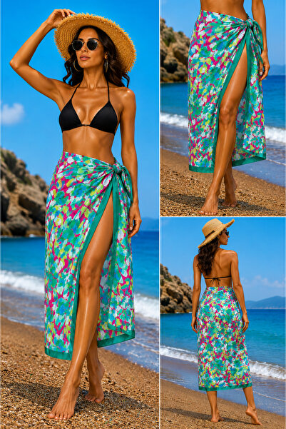 Pareo Colorful Patterned Women's Pareo, Beach Shawl 70X180 cm
