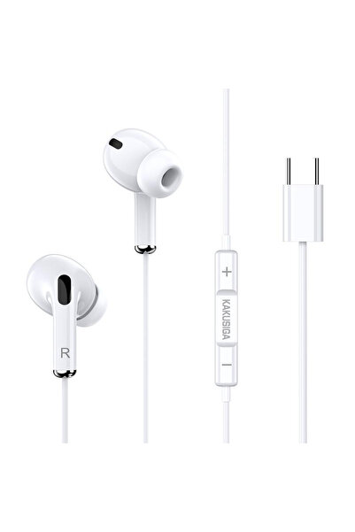 OEM KAKUSIGA earphones με μικρόφωνο KSC-727, USB-C σύνδεση, 14.2mm, 1.2m, λευκά
