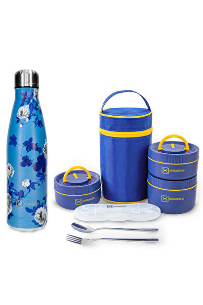 Hydrobrew Trio Deck Lunch Box with Lunch Bag, Cutlery & Double Wall Stainless...