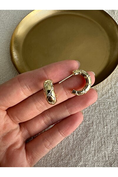ringbox Gold Small Size Cross Motif Stone Earrings