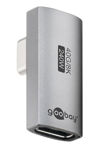 goobay αντάπτορας USB-C 74443, γωνιακός 90°, USB4, 240W, 40Gbps, 8K, γκρι
