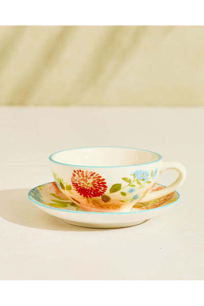 REDTAG Ivory And Multicolour Floral Cup And Saucer