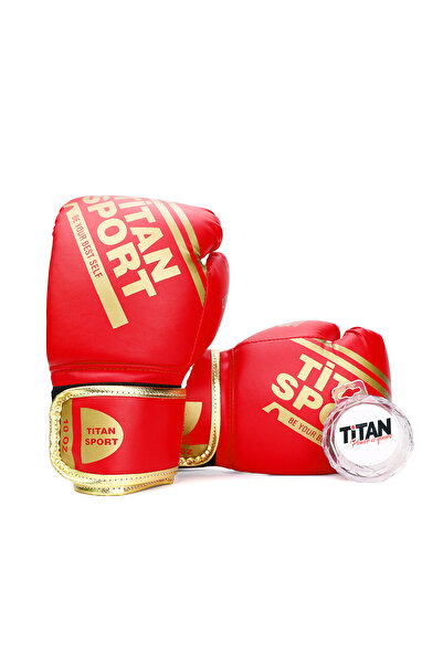 Titan Sport Profesyonel Boks Eldiveni Kırmızı Gold, Kick Boks, Muay Thai, Fit...