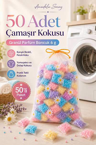 Anadolu Saray 50'li Çamaşır Kokusu Granül Parfüm Boncuk 6g 50 Adet Karışık Re...