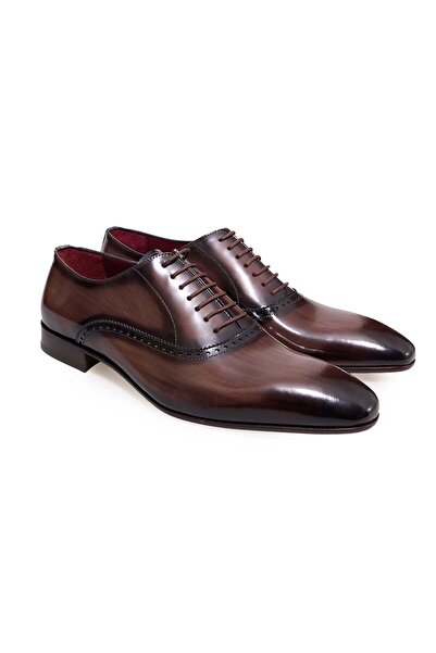 FRANCO CALVANI Brown Lace-Up Genuine Leather Men's Shoes