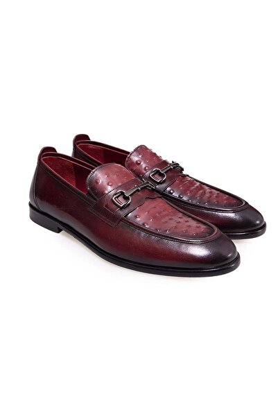FRANCO CALVANI Burgundy Color Laceless Genuine Leather Leather Sole Men's Shoes