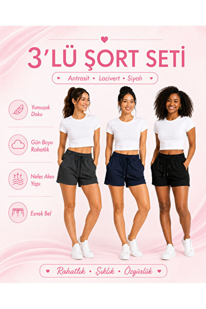 don-x |   Women's Shorts Capri Super 3-Piece Set Anthracite, Black, Navy Blue...
