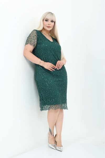 modayız Rochie de seară verde cu paiete, mărime mare 20C-2802