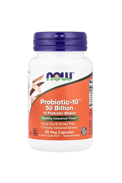 Now Foods Probiotic-10, 50 Billion, with 10 Probiotic Strains, Strain Verifie...