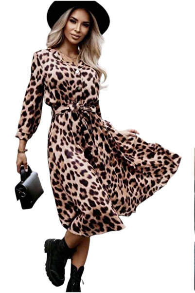 Woman's Fashion Μίντι φόρεμα καφέ