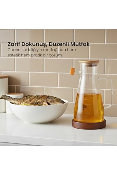Yıldızan متجر إم إس إيه كيستن وعاء زيت زجاجي سعة 900 مل |   غطاء خشبي وقاعدة ...