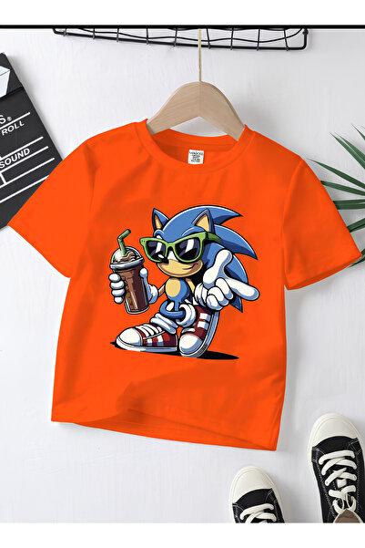 MAGORS تيشيرت للأطفال من SONIC THE HEDGEHOG بطبعة الموسم الجديد وياقة دائرية ...