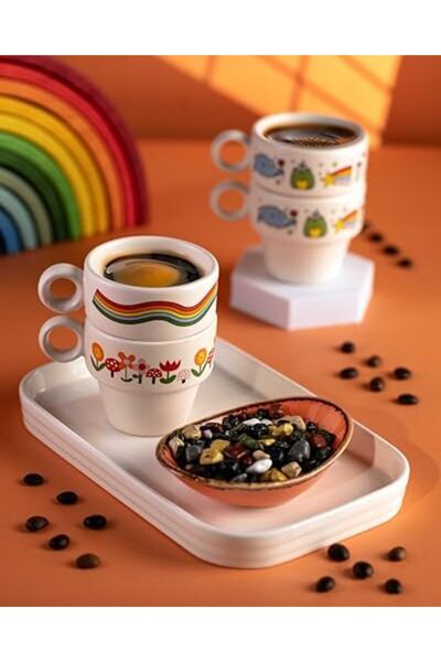 Yıldızan Mht Shop Vosvos & Rainbow Set of 2 Espresso Cups - Gift Ceramic Cup ...