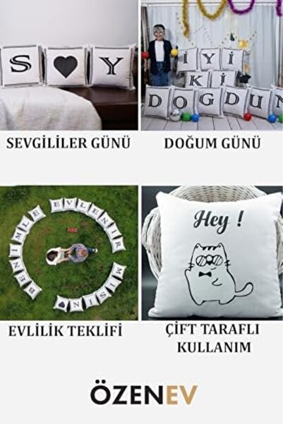 Yıldızan Duca Mall Lettered Throw Pillow Cover Velvet 43X43 cm Double Sided L...