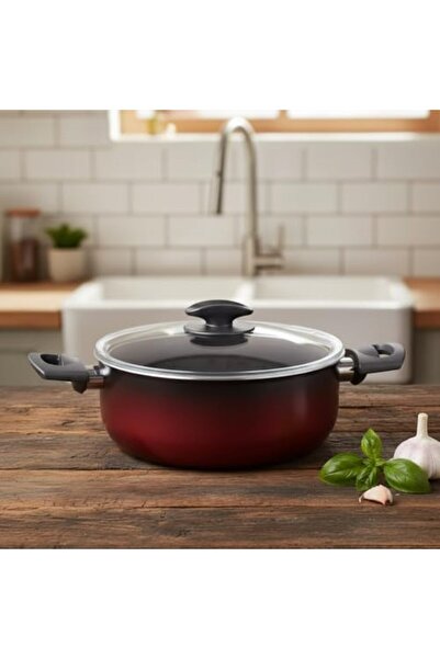 Yıldızan Nry Shop Safir 22 cm Deep Pot Red Black Fireproof Non-Stick Soup and...
