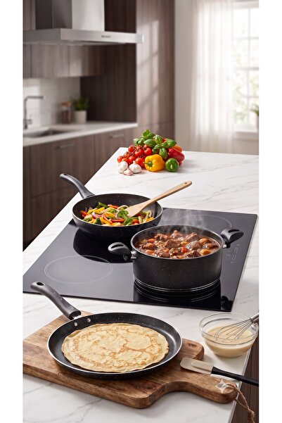 Bonera Montella Vivo Granite Crepe Pot and Pan Set 4 Pieces (20-22-28cm)