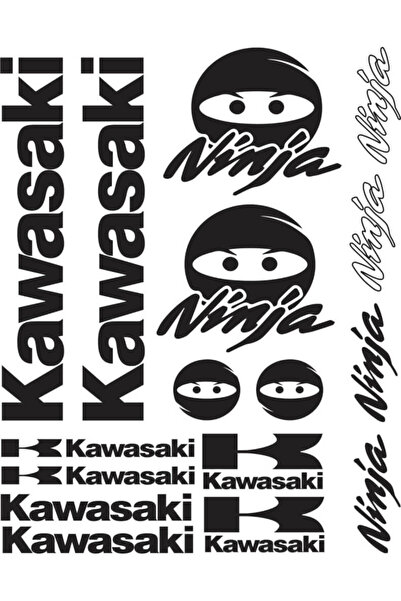 Amo-Stickers Αυτοκόλλητο μοτοσικλέτας Kawasaki Ninja, σετ επάνω-κάτω, μαύρο.