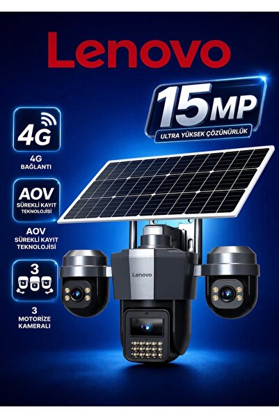 LENOVO 4g Pro 360° - Solar Panelli 3 Motorize Kameralı 4G Sim Kartlı AOV Süre...