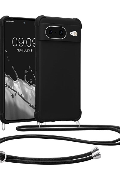 KWmobile Matte Θήκη Σιλικόνης με Λουράκι Λαιμού Google Pixel 8 - Black