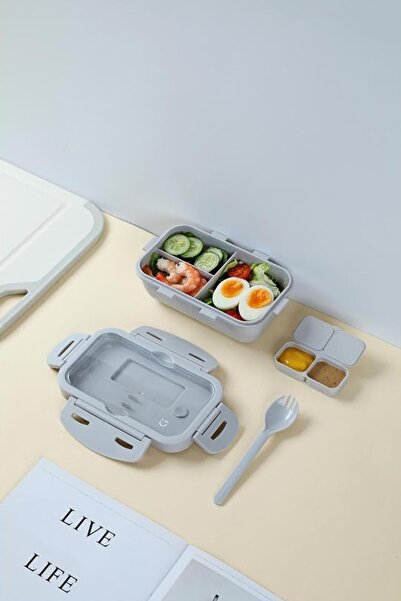 Miniso Lisanslı Simple Yemek Kabı Gri 880 Ml – Çatal Bıçaklı