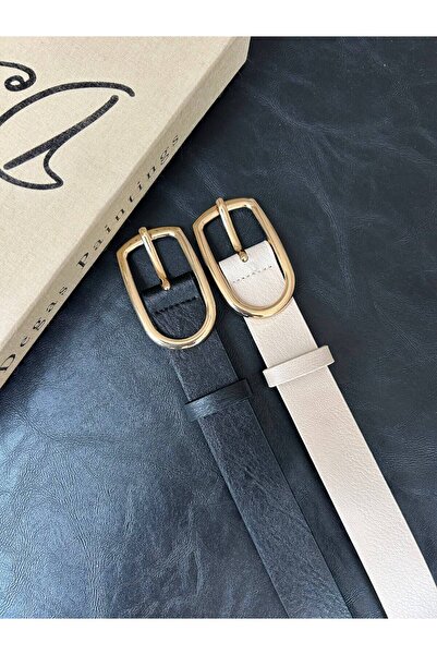 LİA KEMER 2-Pack Mason Oval Gold Buckle Belt Waist Belt Jacket Belt Dress Bel...