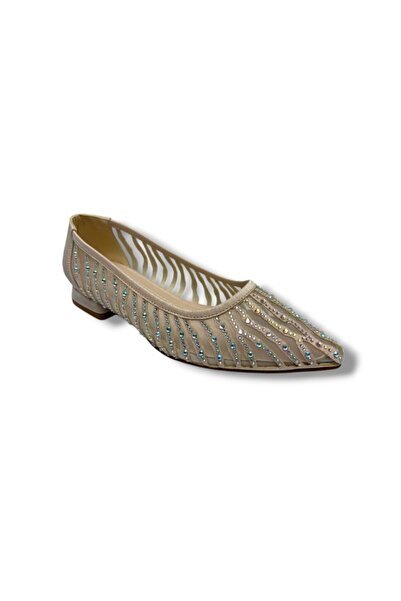 Cakgo Desire 469-26 Satin Mesh Stoned Low Heel Women's Shoes