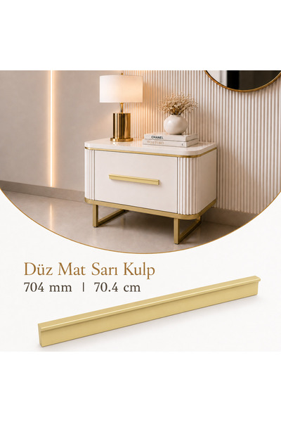 Badem10 Özen 704 mm Düz Mat Sarı Mobilya Kulpu Uzun Çekmece Dolap Kapak Kulp ...