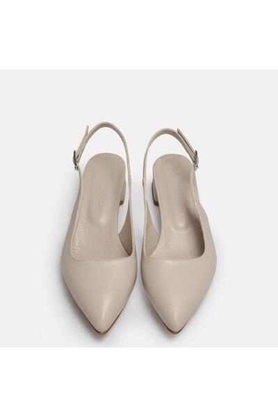 37Numara Large Size Heeled Shoes Beige Low Heel 41-42-43-44